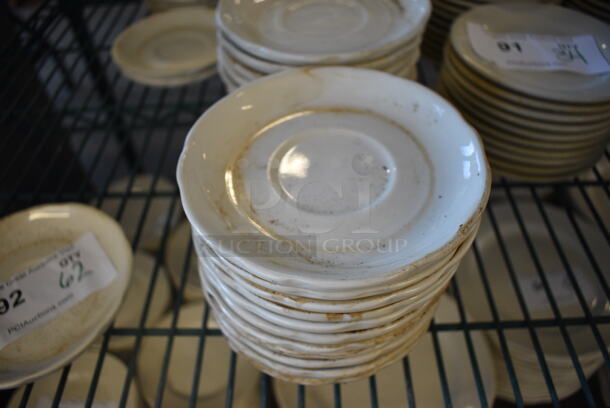 62 White Ceramic Saucers. 5.5x5.5x1. 62 Times Your Bid!