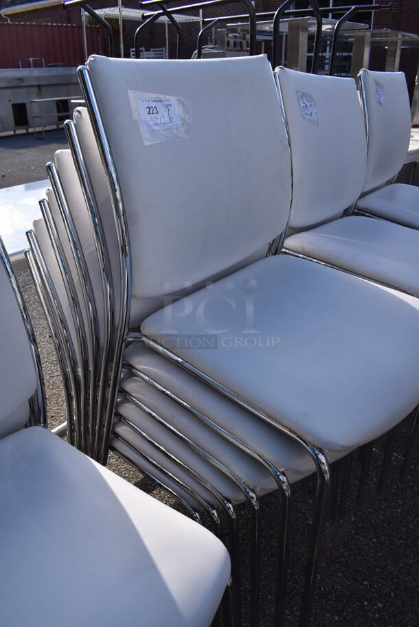 6 White Dining Height Chairs on Chrome Finish Frame. 20x20x35. 6 Times Your Bid! - Image 5 of 6