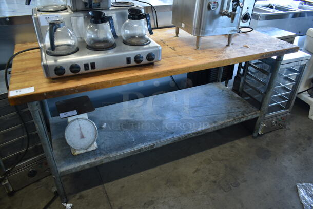 Butcher Block Table w/ Metal Under Shelf. - Image 1 of 4