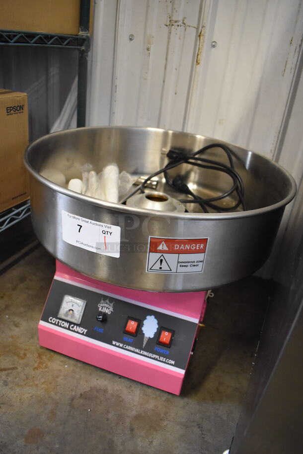 LIKE NEW! Carnival King 382CCME21 Stainless Steel Commercial Countertop Cotton Candy Machine. Unit Was Used a Few Times at a Trade Show as a Demonstration.  110 Volts, 1 Phase. 20.5x20.5x15. Tested and Working! - Image 4 of 6