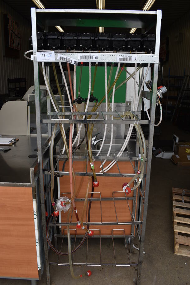 ALL ONE MONEY! Lot of 8 Soda Pumps on Chrome Finish Soda Rack! 31x16x75 - Image 1 of 4