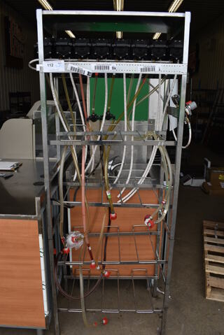 ALL ONE MONEY! Lot of 8 Soda Pumps on Chrome Finish Soda Rack! 31x16x75