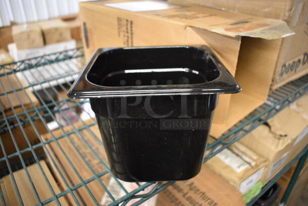 ALL ONE MONEY! Lot of 6 Rubbermaid Black Poly 1/6 Size Drop In Bins! 1/6x6