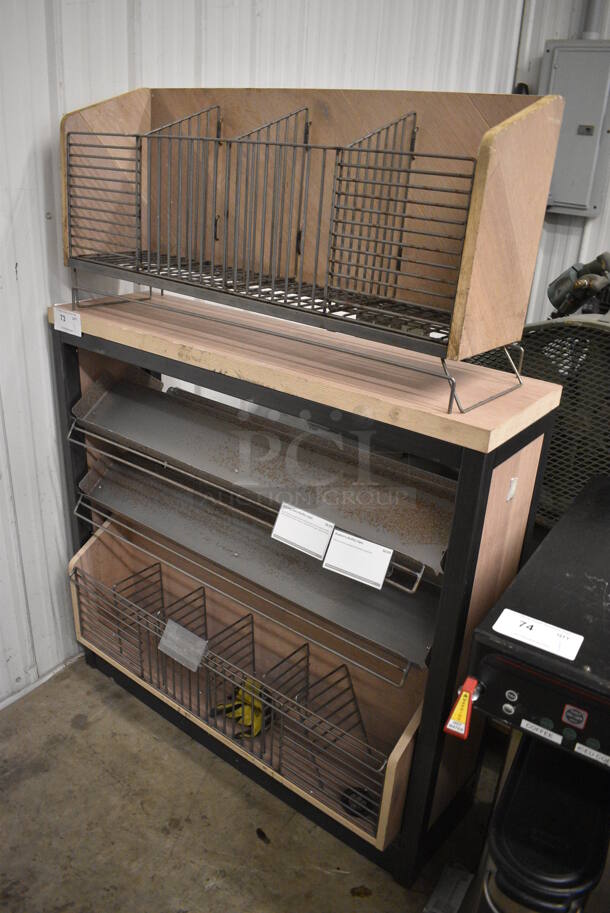 Wood Pattern and Metal Shelving Unit. 43x15x59