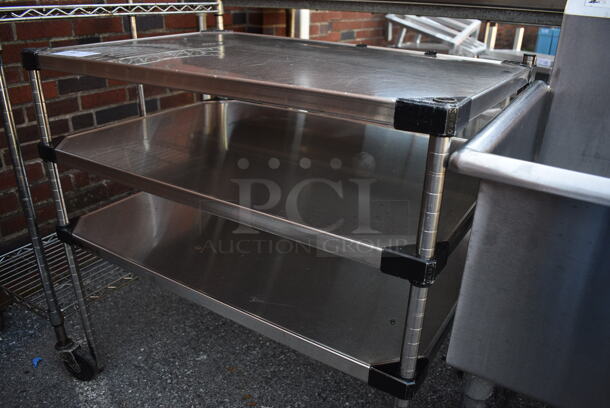 Chrome Finish 3 Tier Shelving Unit. BUYER MUST DISMANTLE. PCI CANNOT DISMANTLE FOR SHIPPING. PLEASE CONSIDER FREIGHT CHARGES. 36x24x35 - Image 3 of 3