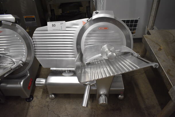 2020 Eurodib Model HBS-300L Stainless Steel Commercial Countertop Meat Slicer w/ Blade Sharpener. 110 Volts, 1 Phase. 23x19x17. Tested and Working!