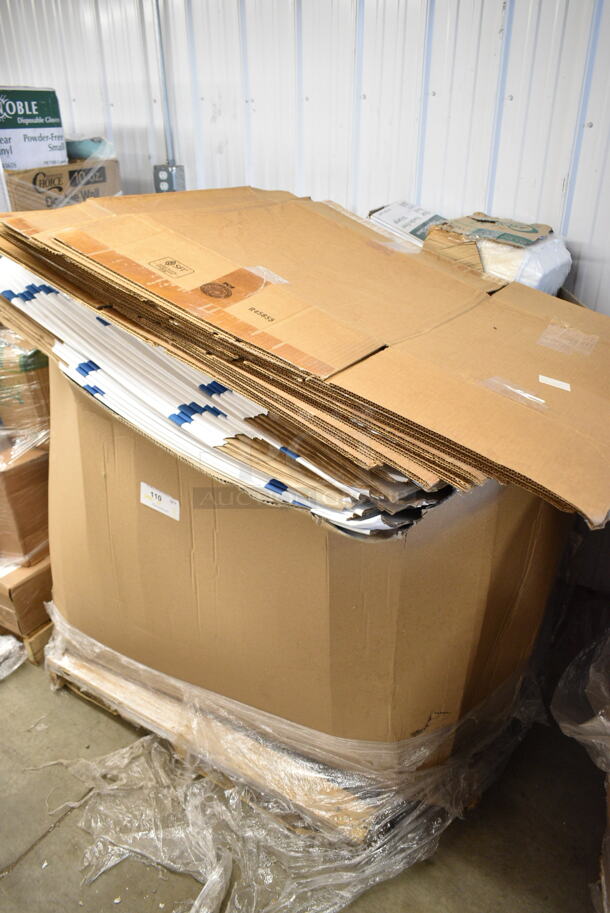 PALLET LOT of 15 BRAND NEW Boxes Including Noble 394365XL Noble Products Powder-Free Disposable Clear Vinyl Gloves for Foodservice - Extra Large - 1000/Case, Dart Performer Foam Hinged Lid Containers, 612509HD Round Heavy Weight Foil Take-Out Pan, 395TO9121 Compartment Take-Out Container, Brown Bags, Cardboard Boxes. 15 Times Your Bid! - Image 1 of 9