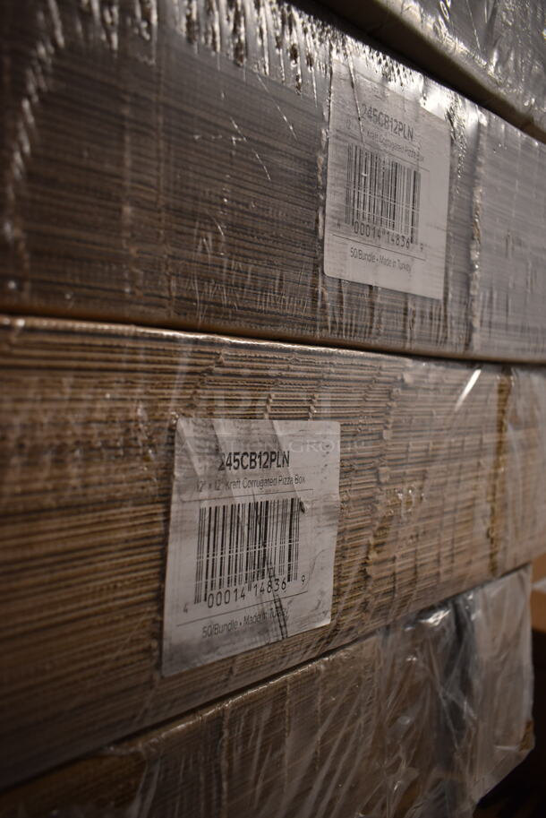 PALLET LOT of 33 BRAND NEW Boxes Including 2 Box 245CB12PLN Choice Kraft Plain Pizza Box, 2 Box 612509LCO Choice 9" Round Standard Weight Foil Take-Out Pan with Board Lid - 200/Case, 2 Box Choice 16 oz Deli Container and Lid, 4112-CL Fineline Quenchers 4112-CL Blaster Bomb Shot Cups / Power Bombs - 500/Case, 50020W Choice 20 oz. White Poly Paper Hot Cup - 600/Case, 3 Box 128HD8COMBO ChoiceHD 8 oz. Microwavable Translucent Plastic Deli Container and Lid Combo Pack - 240/Case, 6 Box 130WSPOON Choice Medium Weight White Plastic Teaspoon - 1000/Case, Dart 50HT1 5" x 5" x 3" White Foam Hinged Lid Container - 500/Case, 124A4012 American Metalcraft A4012 12" x 1" Standard Weight Aluminum Straight Sided Pizza Pan, 40716QTALMHB Choice 16 Qt. Aluminum Colander with Base and Handles, 500PMBG Choice 10" x 14" Ecru Colored Paper Placemat with Scalloped Edge - 1000/Case. 33 Times Your Bid! - Image 2 of 12
