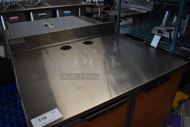 Duke Model SUB-P-36M Stainless Steel Commercial Counter w/ 2 Wood Pattern Doors and Backsplash. 36x30x40 - Image 4 of 6