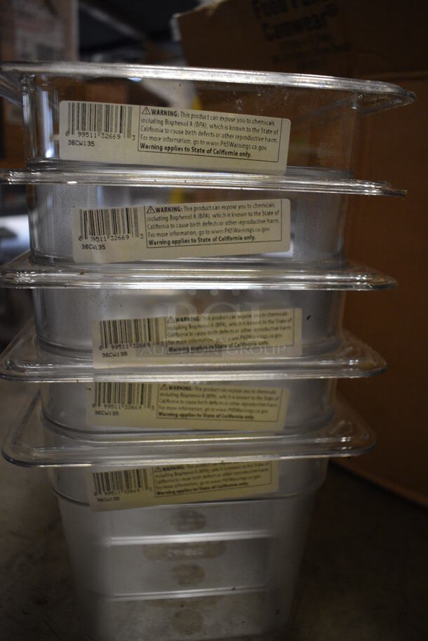ALL ONE MONEY! Lot of 5 BRAND NEW IN BOX! Cambro Clear Poly 1/3 Size Drop In Bins! 1/3x6 - Image 3 of 4