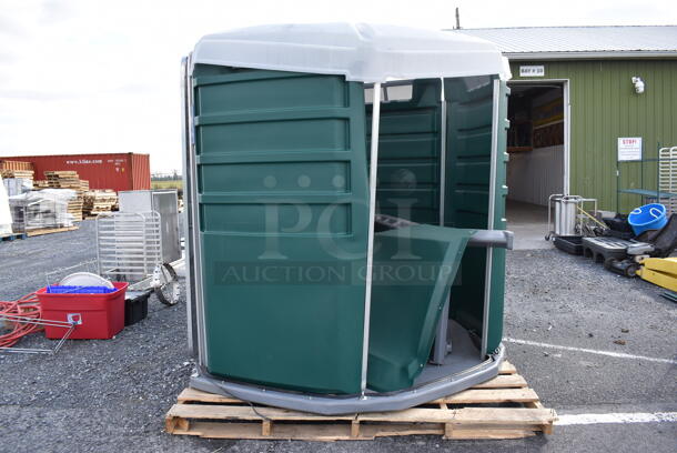 BRAND NEW SCRATCH AND DENT! PolyJohn SA1-1003 We'll Care III Evergreen Wheelchair Accessible Portable Restroom. 96x84x92 - Image 4 of 8