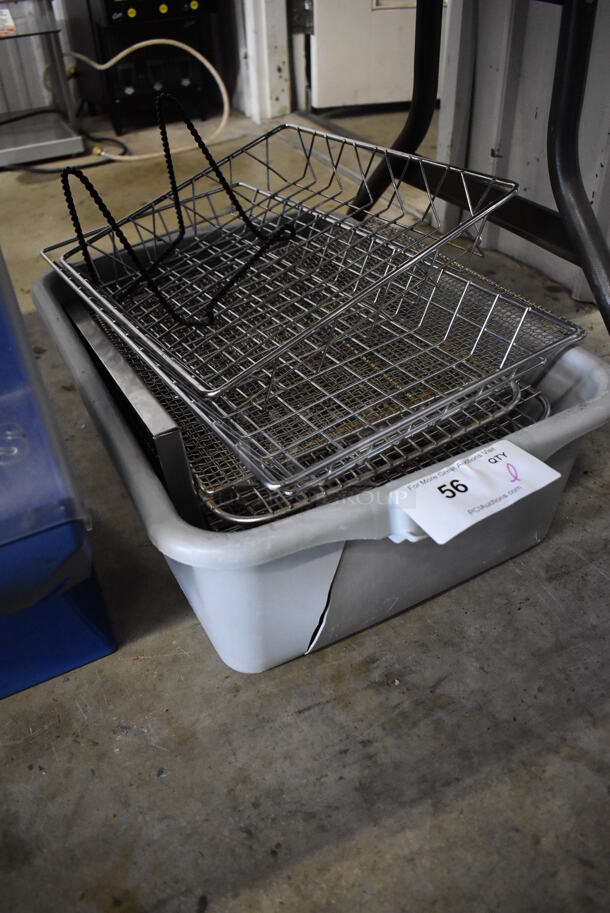 ALL ONE MONEY! Lot of Various Metal Racks in Gray Poly Bus Bin - Image 3 of 4