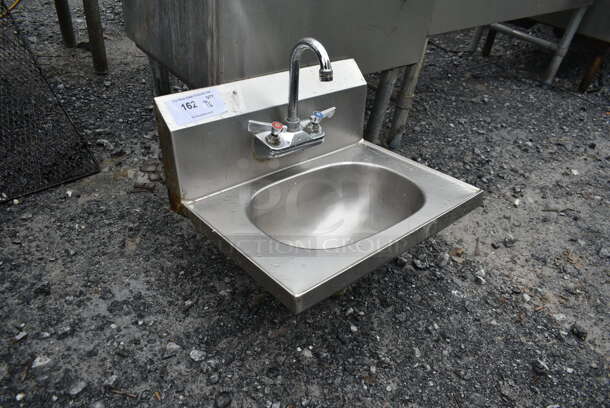 Stainless Steel Commercial Single Bay Wall Mount Sink w/ Faucet and Handles. - Image 2 of 4