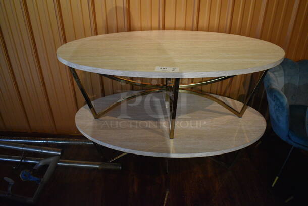 2 Oval Wood Pattern Coffee Tables on Metal Legs. 48x28x18. 2 Times Your Bid! (lounge)