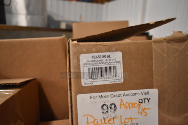 PALLET LOT of 45 BRAND NEW Boxes Including Assorted Candy Boxes , 245100BL, T-1220LB, 069W, 1252X, 130P, P020L, 245GT4, 245WT6, P001, P000, 2451010X, P021-2L, 8130WB Egg Box, 2454110, 2451411/2 1/2 lb, 212L 2 lb Lid, 112 2 lb, 245212, 1190W Small Tote, 210L 1/2 lb Lid, T-1520LB, 111 1/4 lb. 45 Times Your Bid! - Image 7 of 12