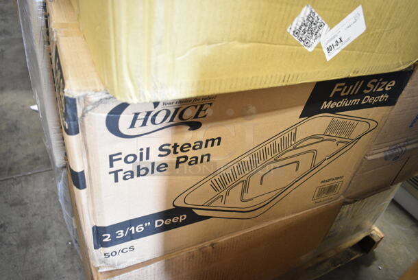 PALLET LOT of 35 BRAND NEW Boxes Including 127CH12 Choice 12 oz. Clear RPET Hinged Deli Container - 200/Case, 5002BNAPWH Choice 2-Ply White Beverage / Cocktail Napkin - 3000/Case, 500CFT Lavex White C-Fold Standard Weight Towel - 2400/Case, 612FS7800 Choice Full Size Foil Steam Table Pan Medium 2 3/16" Depth - 50/Case, 128HD8COMBO ChoiceHD 8 oz. Microwavable Translucent Plastic Deli Container and Lid Combo Pack - 240/Case 128HD12COMBO ChoiceHD 12 oz. Microwavable Translucent Plastic Deli Container and Lid Combo Pack - 240/Case, 2 Box Kraft #3 Containers, 127DM8BULK Choice 8 oz. Ultra Clear PET Plastic Round Deli Container - 500/Case, 5013858 Lavex Hercules 55 Gallon 2 Mil 38" x 58" Low Density Heavy-Duty Black Can Liner / Trash Bag - 50/Case, 3 Box 8" Corrugated Cake Circles, 5005GTWH Lavex Linen-Feel White Customizable 1/6 Fold Guest Towel - 500/Case, Choice Sandwich Wedge Containers, 500L1020W Choice White Hot Paper Cup Travel Lid for 10-24 oz. Standard Cups and 8 oz. Squat Cups - 1000/Case, 612FHL1230 Choice Foil Steam Table Pan Lid - Half Size - 100/Case, 

 35 Times Your Bid! - Image 4 of 12