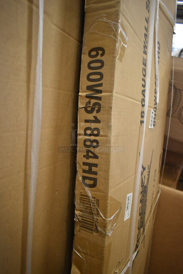BRAND NEW SCRATCH AND DENT! Regency 600WS1884HD 16 Gauge Stainless Steel 18" x 84" Heavy Duty Wall Shelf
 - Image 3 of 3