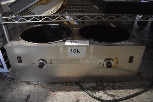 Stainless Steel Countertop 2 Well Food Warmer. 24x12x8. Tested and Does Not Power On