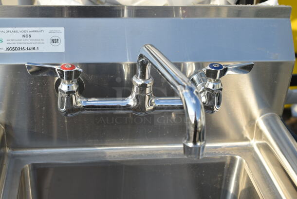 KCS KCSD316-1416-1 Stainless Steel Commercial Single Bay Sink w/ Faucet and Handles.  - Image 4 of 6