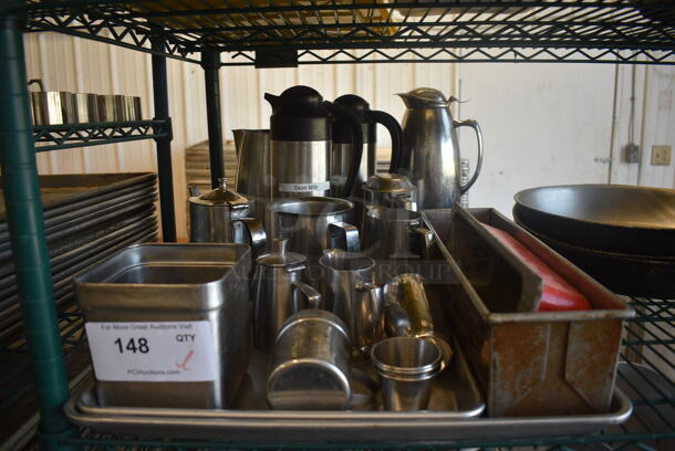 ALL ONE MONEY! Lot of Various Metal Items Including Pitchers on Metal Pan!