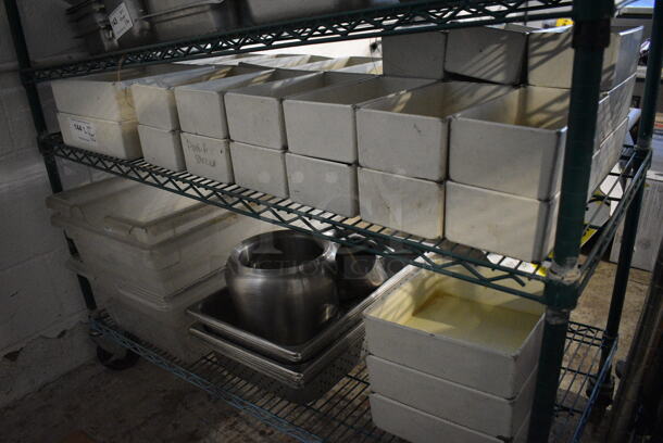 ALL ONE MONEY! 2 Tier Lot of Various Items Including Stainless Steel Drop In Bins, Poly Bins and White Bins