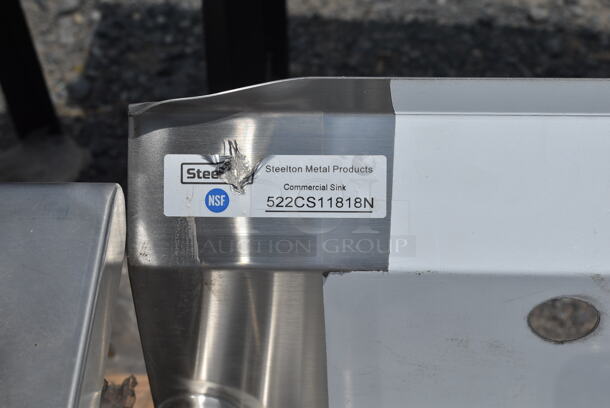 BRAND NEW SCRATCH AND DENT! Steelton 522CS11818N 23 1/2" 18-Gauge Stainless Steel One Compartment Commercial Sink without Drainboard - 18" x 18" x 12" Bowl. No Legs.  - Image 4 of 4
