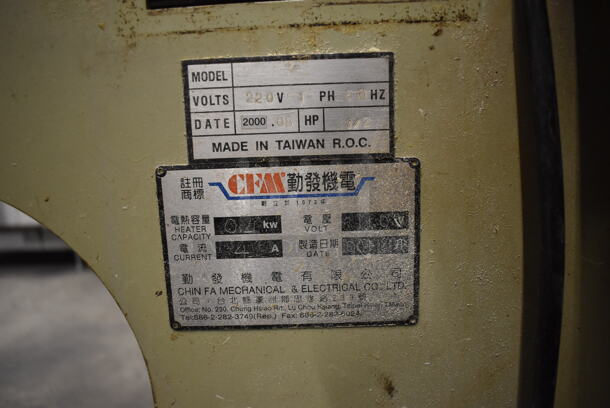 CFAV Metal Commercial Floor Style Dough Sheeter on Commercial Casters. 220 Volts, 1 Phase. 52x23x42 - Image 9 of 9