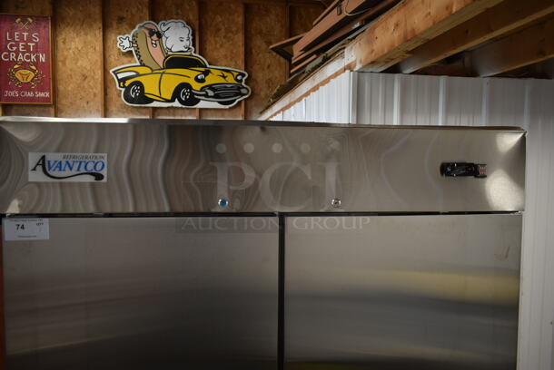 BRAND NEW SCRATCH AND DENT! 2022 Avantco 178A49FHC Stainless Steel Commercial 2 Door Reach In Cooler w/ Poly Coated Racks. 115 Volts, 1 Phase. Tested and Powers On But Does Not Get Cold - Image 2 of 8