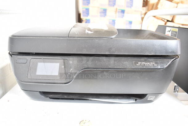 Metal 4 Tier Shelving Unit w/ Brother Printer and HP OfficeJet 3830 Printer.  - Image 6 of 11