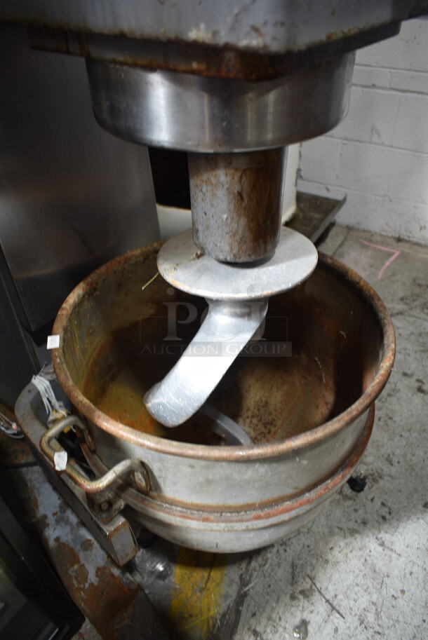 Blakeslee Metal Commercial Floor Style 60 Quart Planetary Dough Mixer w/ Metal Mixing Bowl and Dough Hook Attachment.  - Image 4 of 8
