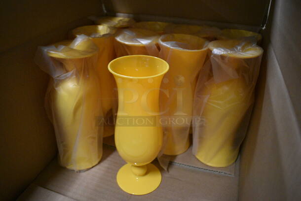 ALL ONE MONEY! Lot of 10 Yellow Poly Hurricane Beverage Glasses. 3x3x8 - Image 2 of 4