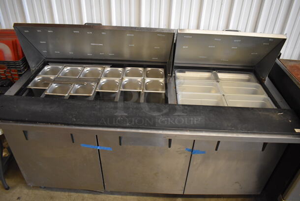 2015 True TSSU-72-30M-B-ST Stainless Steel Commercial Pizza Prep Table on Commercial Casters. 115 Volts, 1 Phase. 72x34.5x46. Tested and Working! - Image 4 of 10