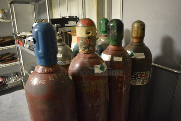 4 Metal Helium Tanks. 8x8x57. Buyer Must Pick Up - We Will Not Ship This Item. 4 Times Your Bid! (kitchen) - Image 2 of 6