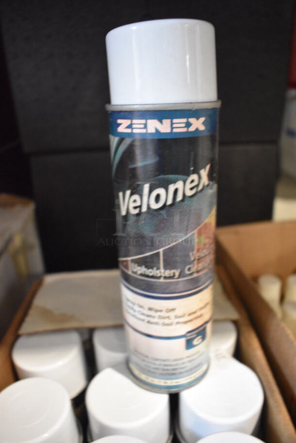 Box of 12 Zenex Velonex Upholstry Cleaner Bottles. 2.5x2.5x9.5