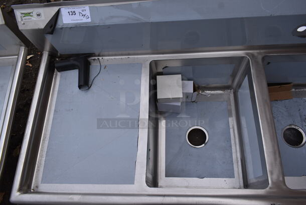 BRAND NEW SCRATCH AND DENT! Regency 600IB1824S31620218 Stainless Steel Commercial 3 Bay Sink w/ Dual Drain Boards. No Legs. Bays 16x20. Drain Boards 16x22 - Image 2 of 5