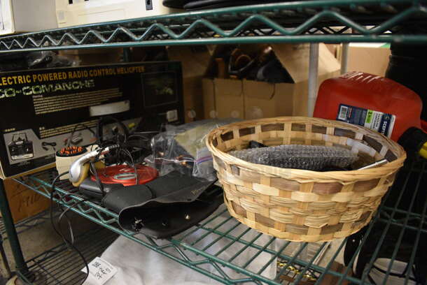 ALL ONE MONEY! Tier Lot of Various Items Including Gas Can, Basket and Walkman