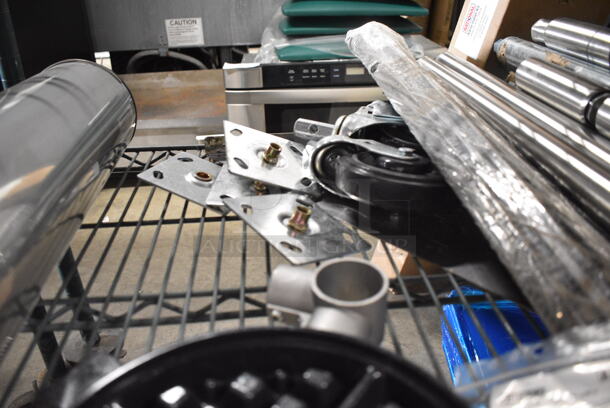 ALL ONE MONEY! Tier Lot of Various Items Including Waffle Machine Plates, Cup Dispenser, Metal Legs and Commercial Casters.  - Image 9 of 11