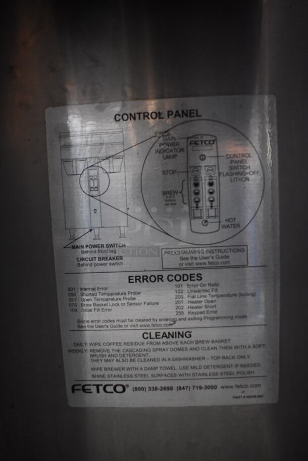 Fetco CBS-2052e Stainless Steel Commercial Countertop Coffee Machine. 120/208-240 Volts, 1 Phase. 22x20x37 - Image 6 of 7