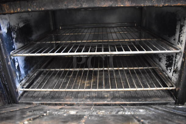 Imperial Stainless Steel Commercial Natural Gas Powered 4 Burner Range w/ Flat Top Griddle, 2 Ovens and Back Splash on Commercial Casters. 72x32x46 - Image 6 of 7