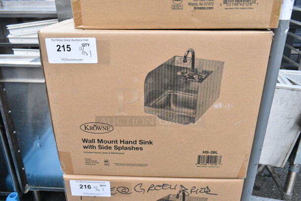 BRAND NEW IN BOX! Krowne HS-26L Stainless Steel 16" Wide Wall Mount Hand Sink.  - Image 2 of 4