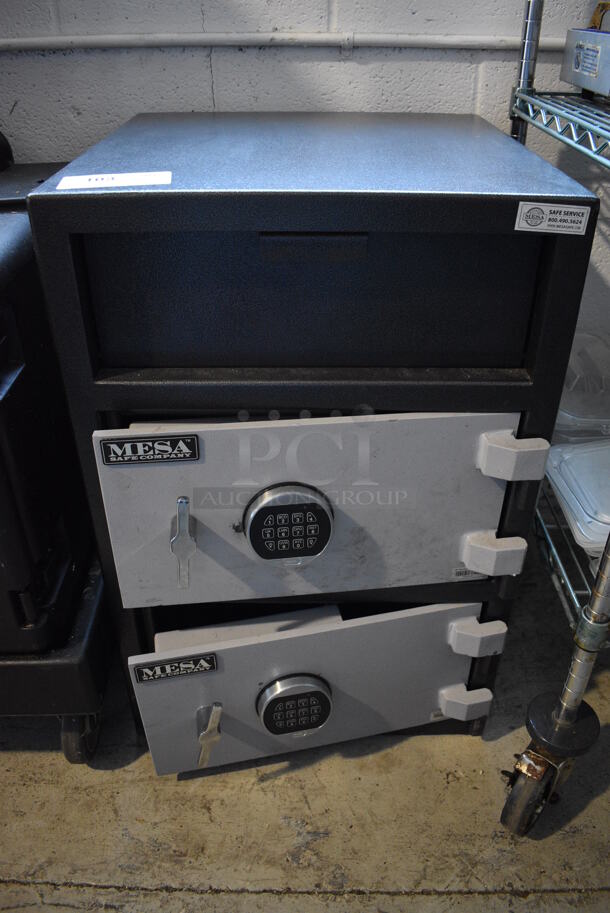 Mesa Black and Gray Metal 2 Compartment Drop Safe. Does Not Come w/ Combination. 20x20x30