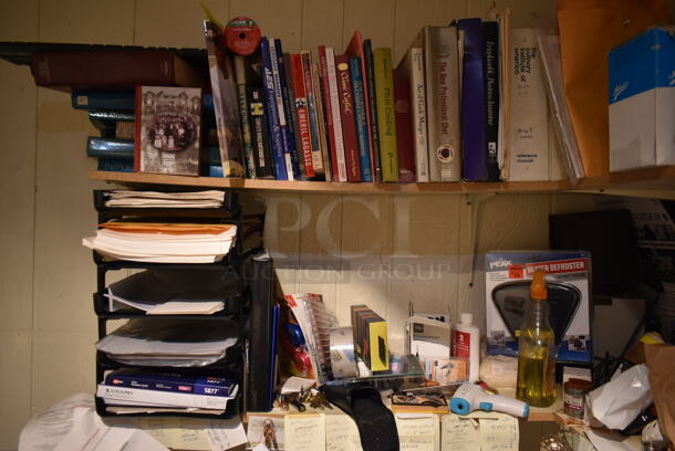 ALL ONE MONEY! ROOM LOT of Desks, Heater, Shelves. Everything Else Shown Is Not Included. BUYER MUST REMOVE. (hallway) - Image 10 of 11