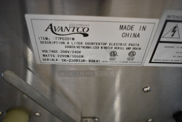 BRAND NEW SCRATCH AND DENT! 2023 Avantco 177PC201M Stainless Steel Commercial 2.1 Gallon / 8 Liter Electric Countertop Pasta Cooker / Rethermalizer. 208/240 Volts, 1 Phase.  - Image 7 of 7