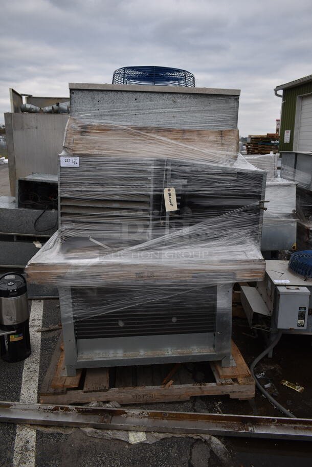 PALLET LOT OF 3 Items; 2 Compressor Condensers and 1 Hussmann HTSH0300ESKB Evaporator Fan for Walk In Boxes. 3 Times Your Bid!