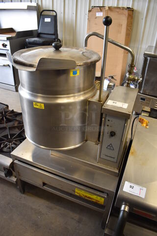 Cleveland KET-12-T Stainless Steel Commercial Countertop 12 Gallon Electric Powered Steam Kettle on Equipment Stand. 200-240 Volts. 28x28x51