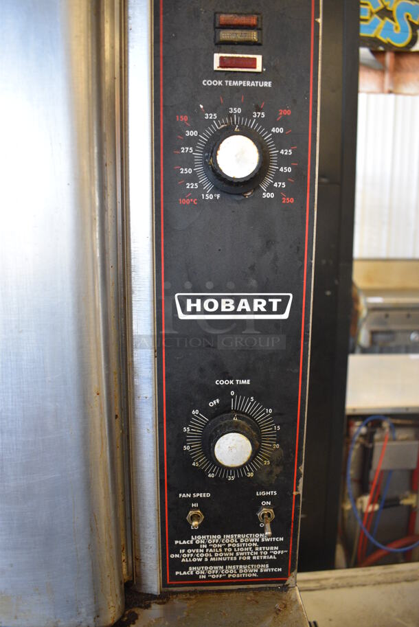 2 Hobart Stainless Steel Commercial Natural Gas Powered Full Size Convection Oven w/ Solid Doors, Metal Oven Racks and Thermostatic Controls on Commercial Casters. 40x33x69.5. 2 Times Your Bid! - Image 4 of 10
