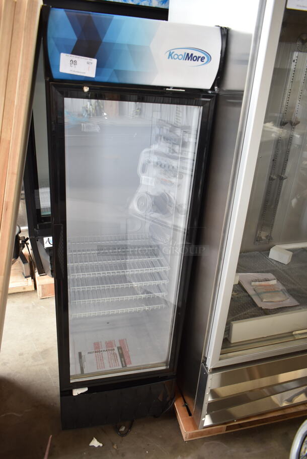 BRAND NEW SCRATCH AND DENT! KoolMore MDR-9CP Stainless Steel Commercial Single Door Reach In Cooler Merchandiser. 115 Volts, 1 Phase. Tested and Working! - Image 2 of 4