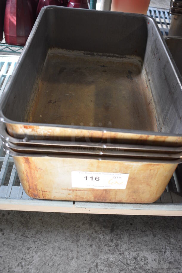 6 Various Metal Full Size Bins; 4 Steam Table Drop Ins, Chafing Dish Bin and Drop In Bin. Includes 13x21x6. 6 Times Your Bid! - Image 2 of 5