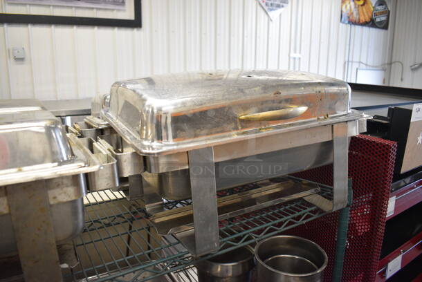 4 Metal Chafing Dish Frames w/ Drop Ins and Lids. 24x14x12. 4 Times Your Bid! - Image 3 of 4