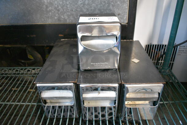 4 Various Metal Napkin Dispensers. 4.5x11.5x5.5, 4.5x6x5.5. 4 Times Your Bid!
